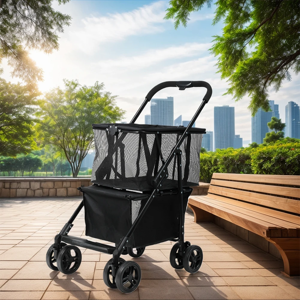 Foldable Shopping Cart Multifunctional Portable Shopping Cart Removable Basket Collapsible Grocery Cart for Laundry Camping