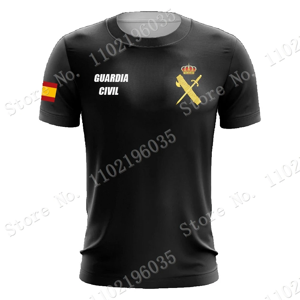 2023 Civil Guard Espana T Shirts 3D Print White Black Mens Summer Running Jersey Streetwear Casual Technical Training Clothes