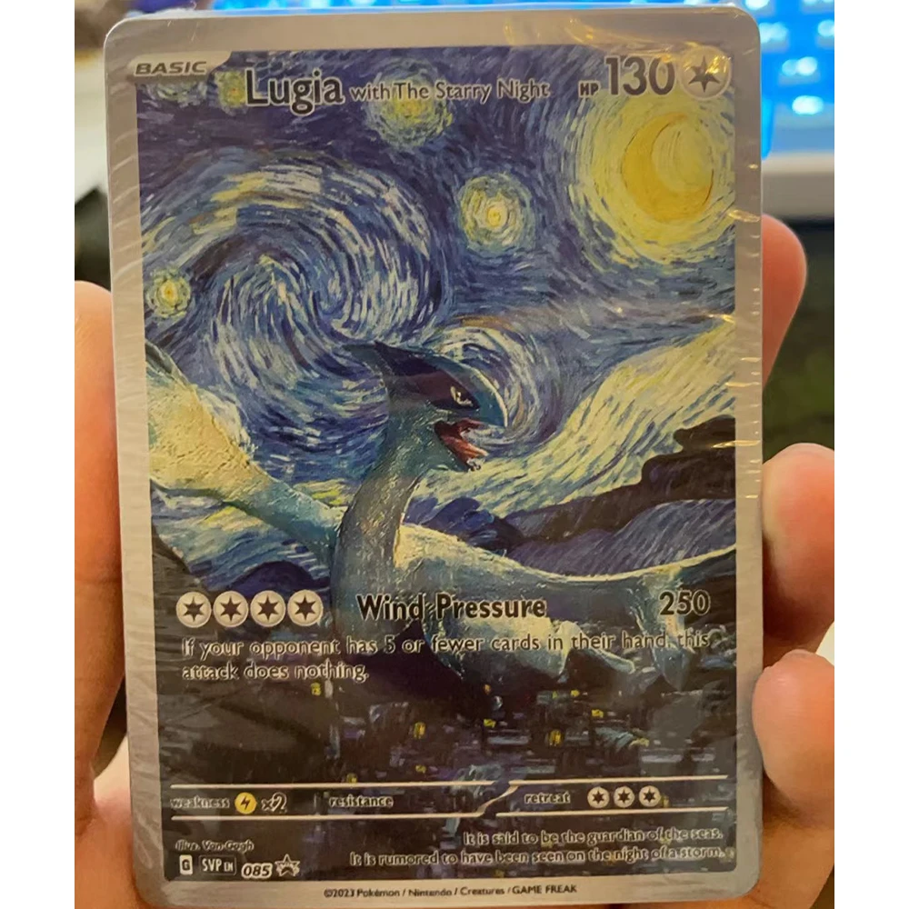 Anime PTCG X Van Gogh Collection Card Lugia Mew Vensaur Charizard Mewtwo Moon Bathing with The Starry Night Card Child Gifts