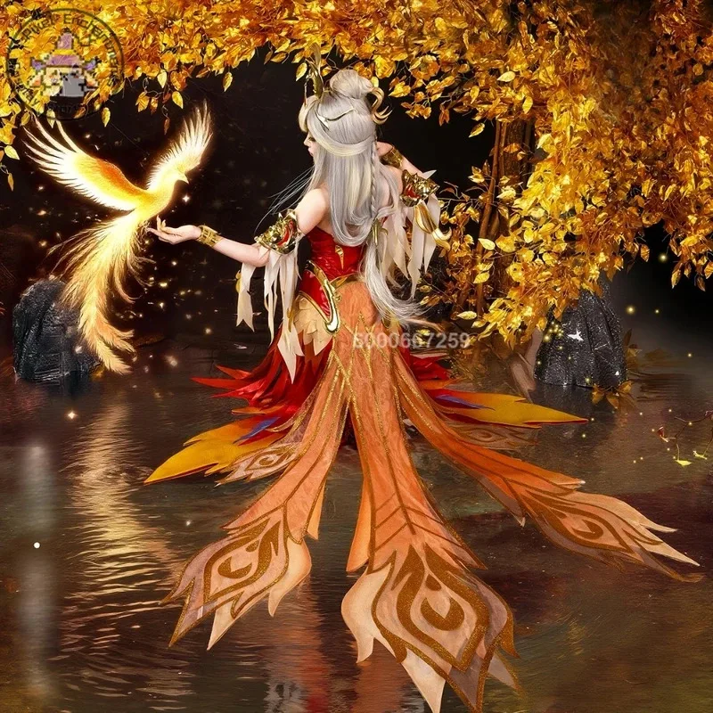 

Game Honor of Kings Cosplay Costume Anime Wang Zhaojun High Quality Role Play Phoenix Dress Wig for Women Comic Con Party hg5nh.