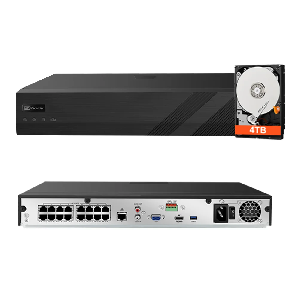 Anpviz 12MP 16CH POE NVR IP Security Video Audio Recorder Plug & Play with Cameras Support 12MP *16*IP Camera for Business NDAA