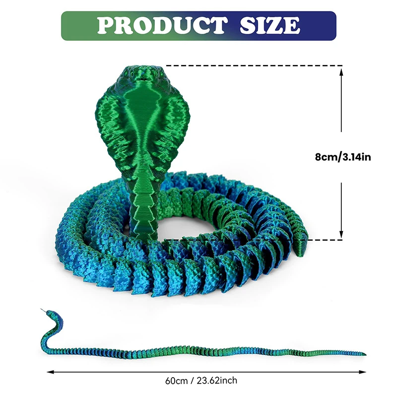 3d Printed Cobra Snake Python Printing Figures Home Office Desk Ornament 3d Printed Animals Home Desk Craft Decor 3d Ptinted Toy