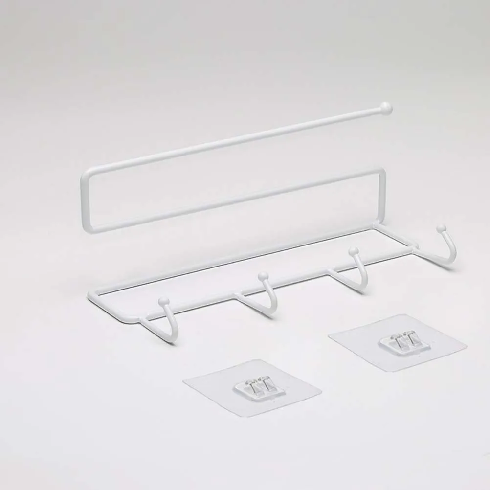 

Transparent Iron Storage Rack Paper Holder Bathroom Towel Shelf Adhesive Cabinet ganizer Wall Mount Kitchen Rack No Drilling