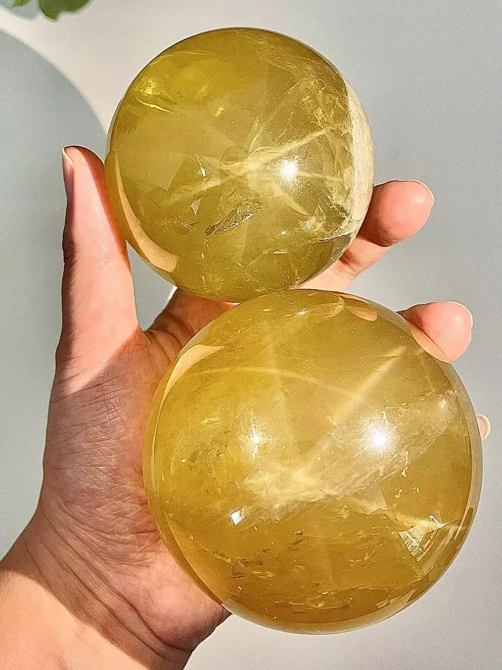 Natural Lemon Citrine Gemstone Sphere with Starlite Quartz, Healing Stone, Crystal Ball, Home Deco