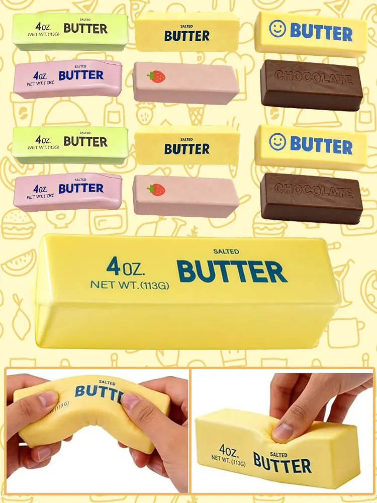 Weiches Silikon-Lebensmittel-Squishy-Spielzeug, Butter-Schokoladenblock, langsam rückfederndes Quetschspielzeug, Angstlinderung, sensorisches Fidget-Spielzeug für Erwachsene, Geschenk