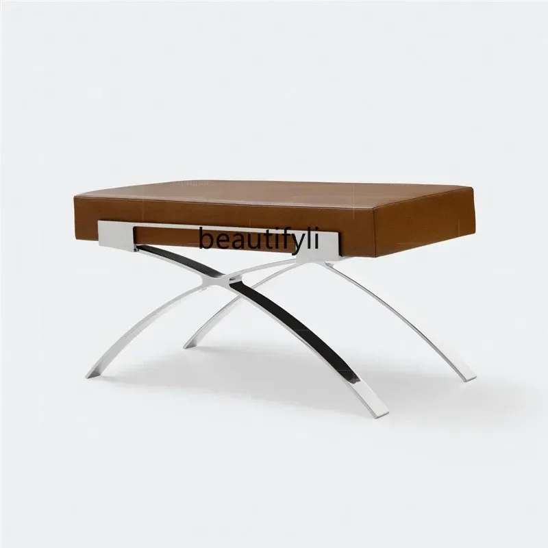 

x1Italian minimalist art designer living room home light luxury simple metal sofa stool foot