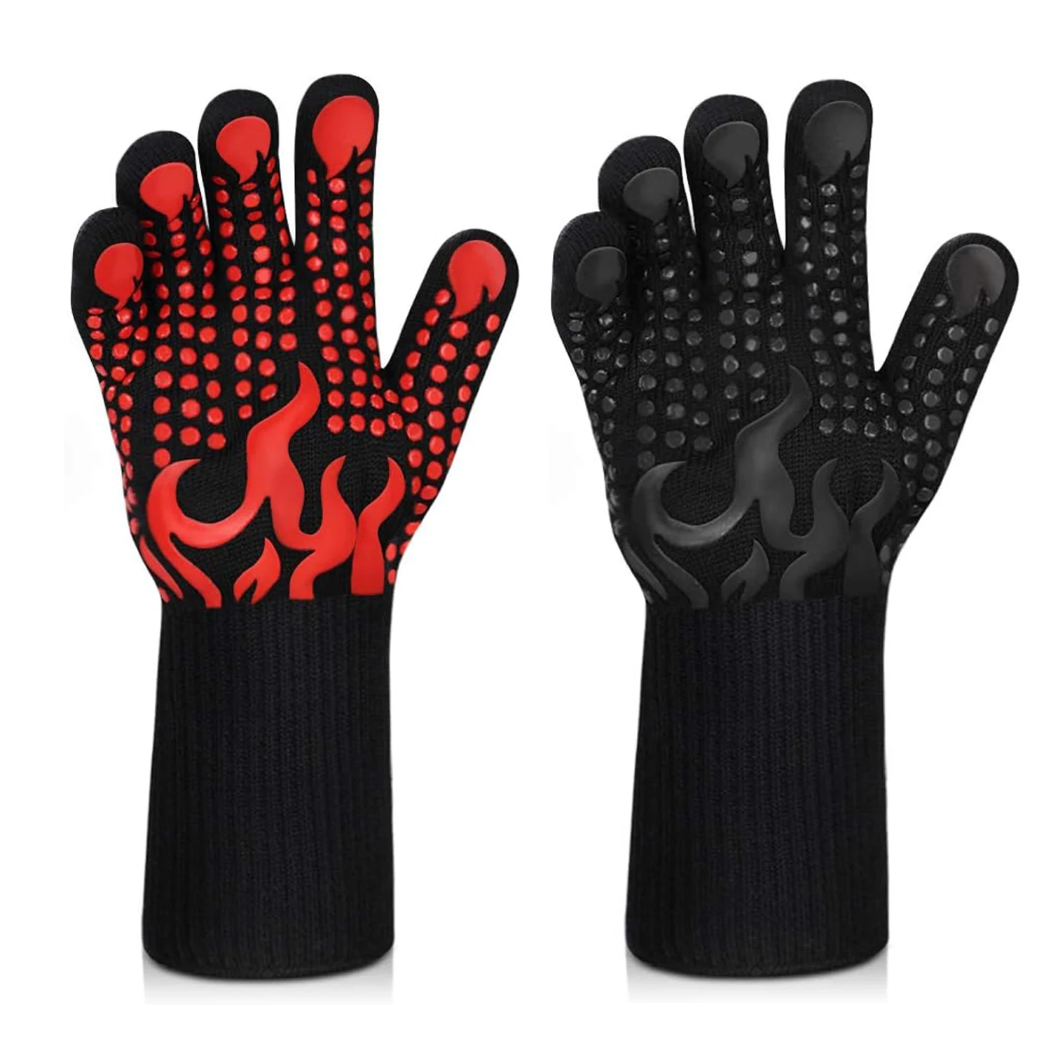 Universal Anti-Slip Heat-Resistant Barbecue Oven Gloves Fireproof Kitchen Cooking Gloves Suitable for High Temperatures