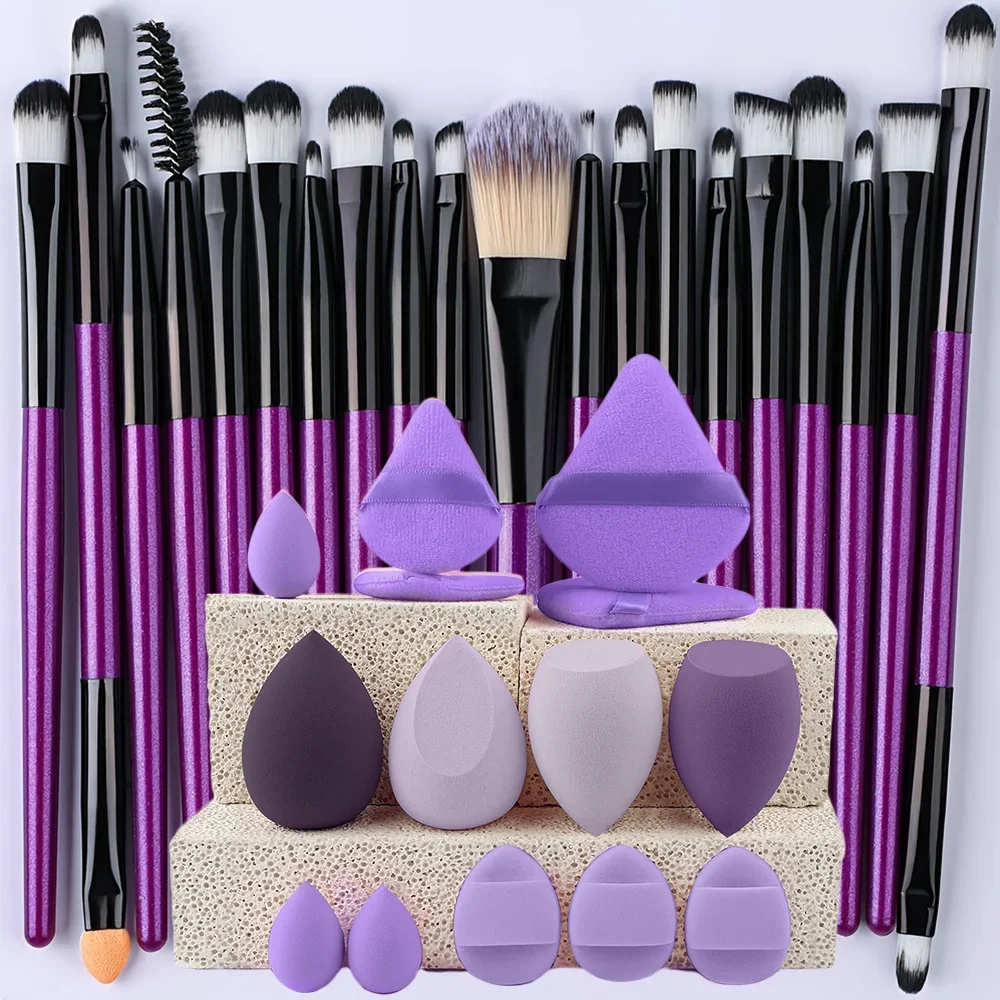 Juego de brochas de maquillaje de ojos, herramienta de maquillaje suave portátil, mezcla de sombra de ojos, Kit de brochas cosméticas con esponja para polvo de huevo de maquillaje, 8/20 piezas
