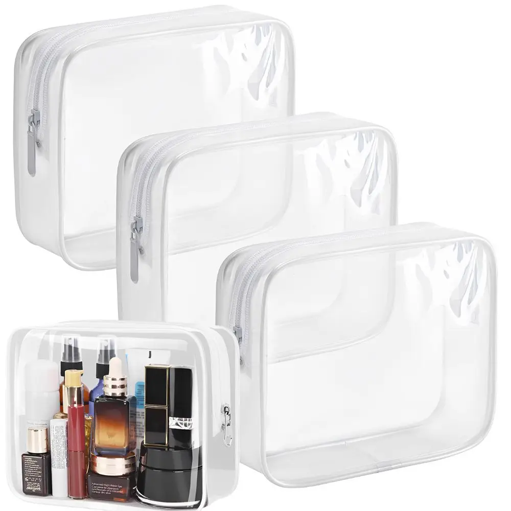 6pcs Waterproof Clear PVC Zipper Cosmetic Bag for Makeup, Travel Toiletries, Gym Sundries, Beach Accessories YMY