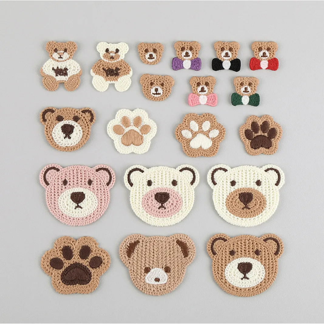 Desenhos animados Bordado Mini Bear Patch, Jaqueta De Costura, Cabelo, Sapatos Decorativos, Meias, Camisola, Acessórios, 5Pcs