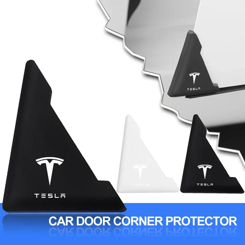 2Pcs Car Logo Door Angle Cover Bumper Crash Anti-Scratch Protector For Tesla Model 3 Model X S TM3 TMX Decal 2016-2020 Decals