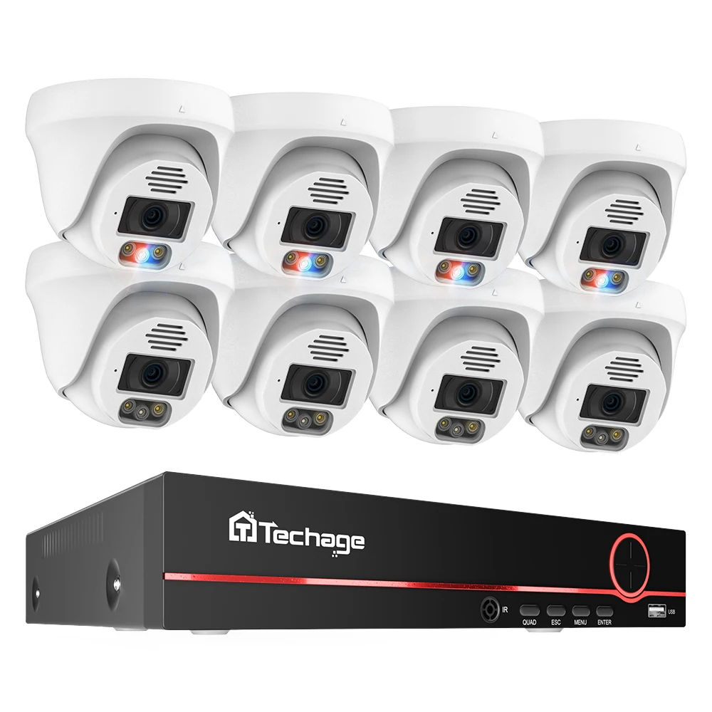 Techage Ultra HD 8MP 4K POE Beveiligingscamerasysteem Tweeweg Audio Gezichtsdetectie Full Color Night H.265 CCTV Videobewakingsset - afbeelding 2