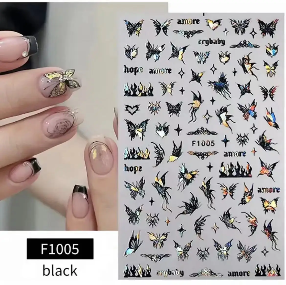 1pcs 3D สติกเกอร์เล็บผีเสื้อที่มีสีสันสําหรับเล็บอุปกรณ์เสริมศิลปะที่มีสีสันสติ๊กเกอร์การหักเหใช้ตกแต่งเล็บ