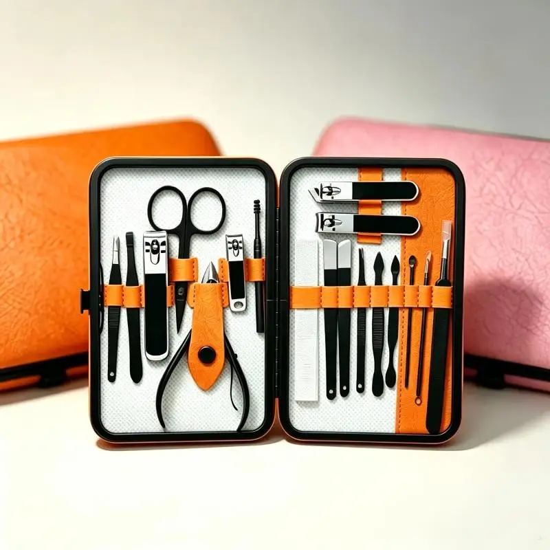 Stainless Steel Nail Manicure Kit 7/18Pcs Professional Grooming Tool Set with Portable Case for Travel Business Home Use