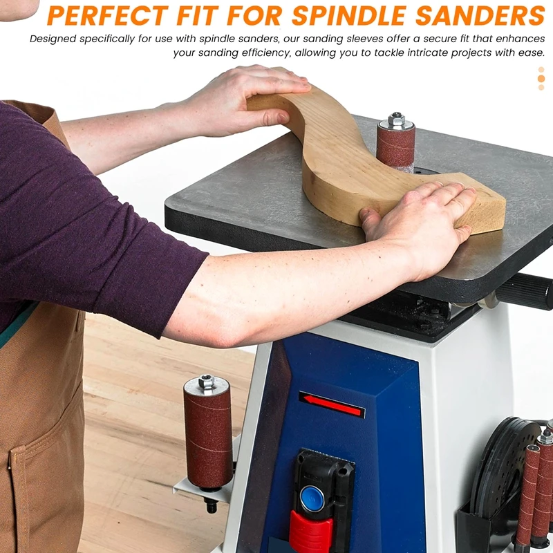 6 Pack Sanding Sleeves For Spindle Sander 120 Grit, Aluminum Oxide Sandpaper Power Sanding Sleeves