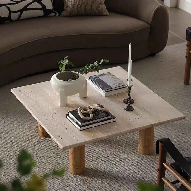 Wabi Sansi Wind Medieval Travertine Coffee Table Wabi Sansi Wind Home Natural Marble Premium Retro Designer Furniture