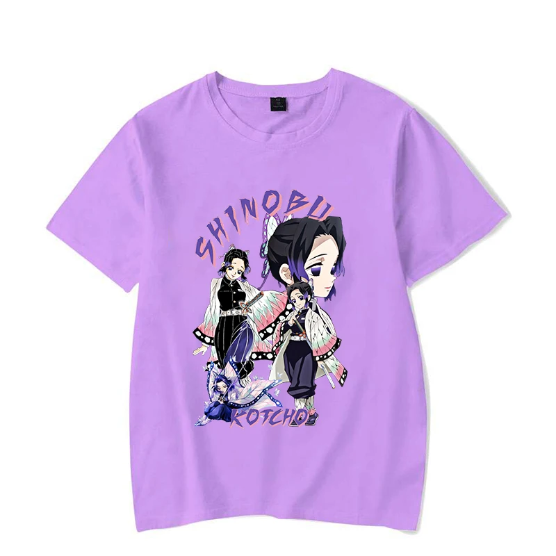 Fashion Kochou Shinobu Print T-shirt Women T Shirt Soft Anime Pattern Print Top Unisex Tee Clothing Casual O-neck Short Sleeve