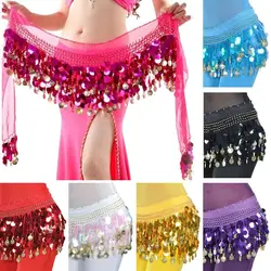 Thailand/India/Arab Dancer Sequins Tassels Skirt Women Sexy Belly Dance Hip Scarf Wrap Belt Dancer Skirt Female Show Costumes