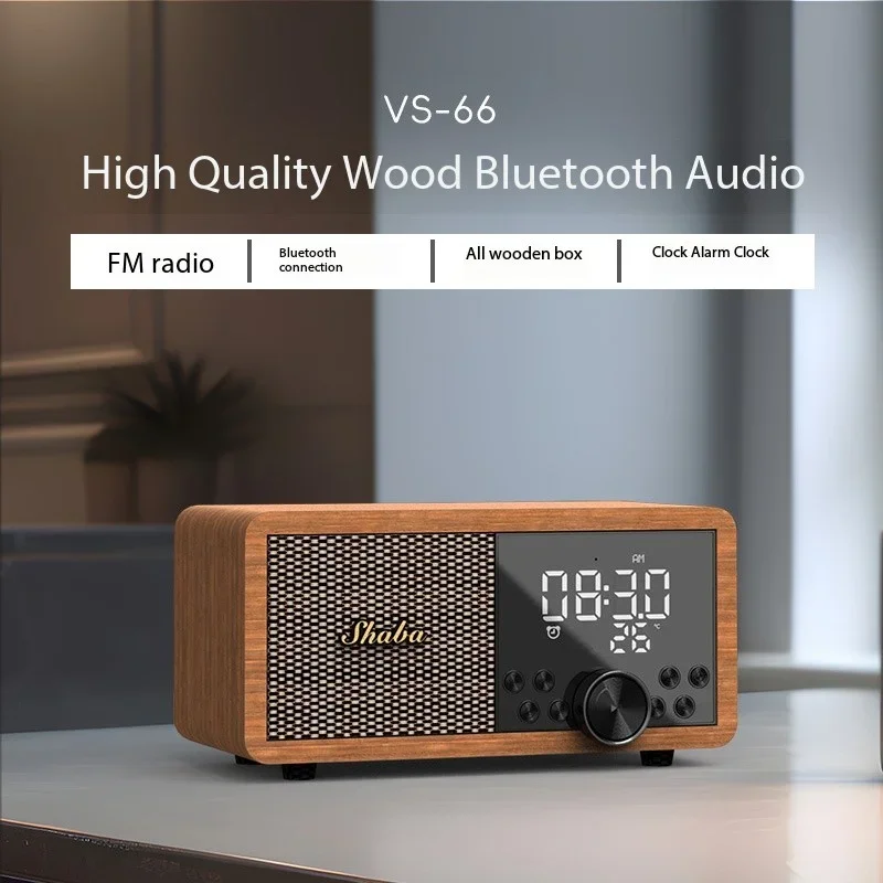 

Caixa De Som Wireless Bluetooth Speaker Portable Wooden Retro Subwoofer 3D Stereo Surround Sound System with FM Radio TF/AUX