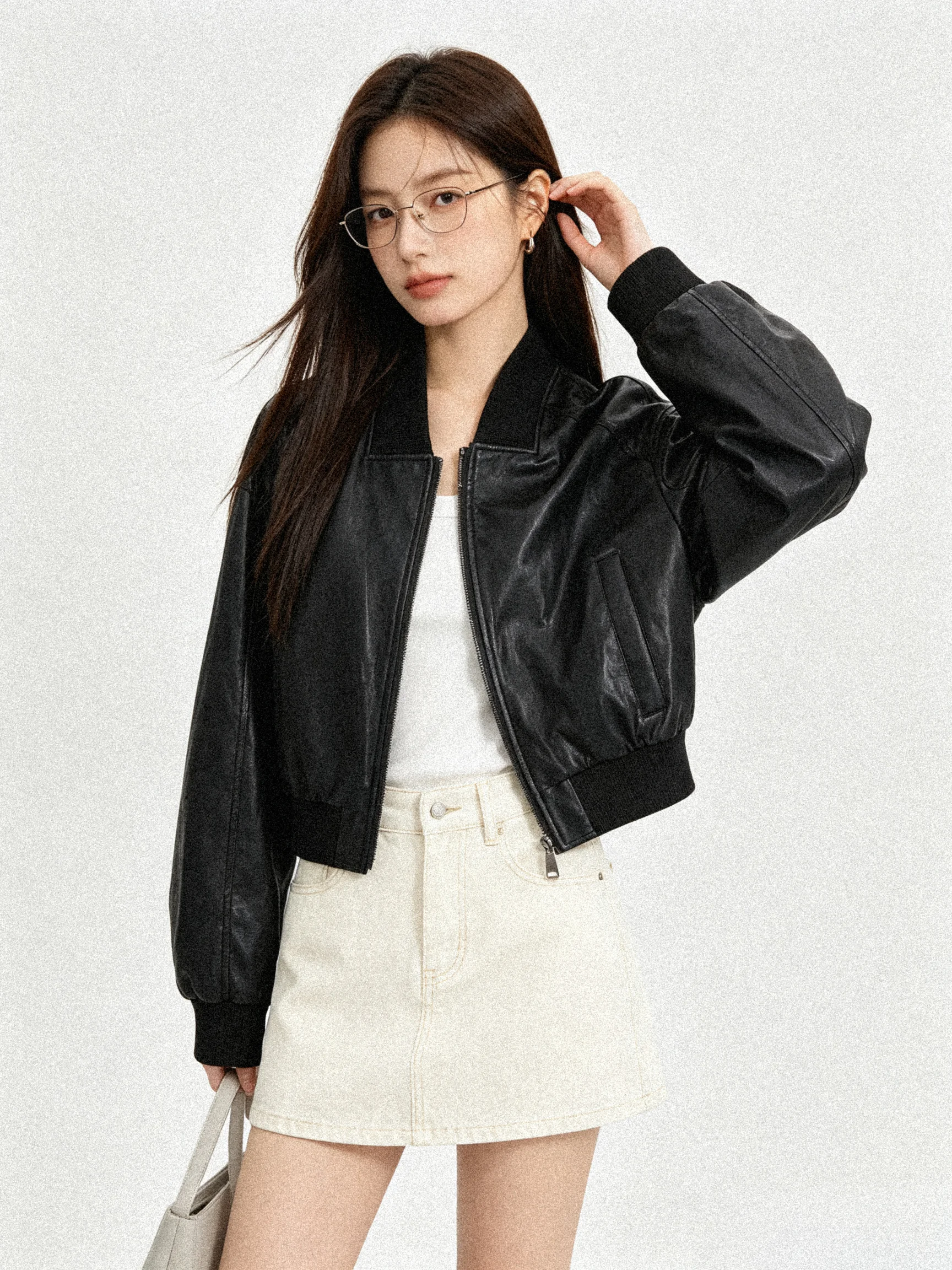 Korean Style Loose Short PU Leather Jacket Retro Biker Coat Youth Fashion Autumn New Arrival Premium Feel Zipper Closure
