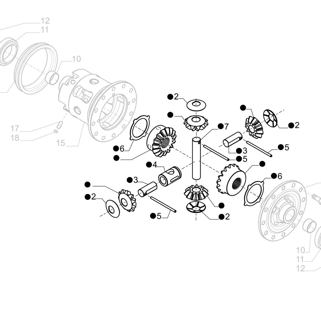 KIT de reparación diferencial de alta calidad, CARRARO / CATERPILLAR 68205/424-0153, Carraro 066155, para retroexcavadora de oruga