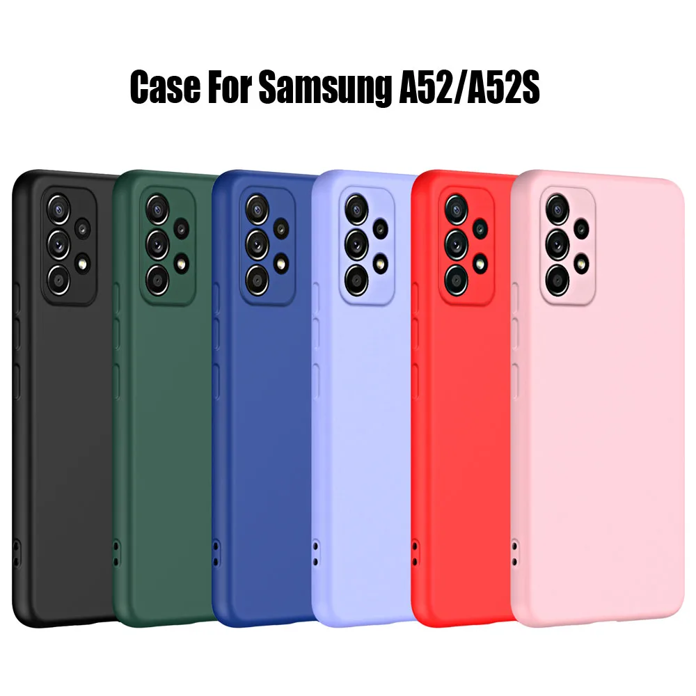 Original Liquid Silicone Phone Case For Samsung Galaxy A52 A52S 4G 5G Soft Back Cover Camera Protector Coque Bumper