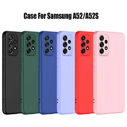 Original Liquid Silicone Phone Case For Samsung Galaxy A52 A52S 4G 5G Soft Back Cover Camera Protector Coque Bumper