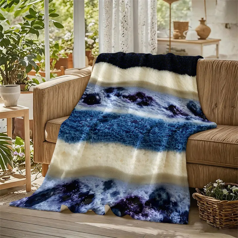 Blueberry Cake Layers Flannel Blanket Perfect for Sofa Office Bed Travel Sleep Read Relax Camping Four Season Use