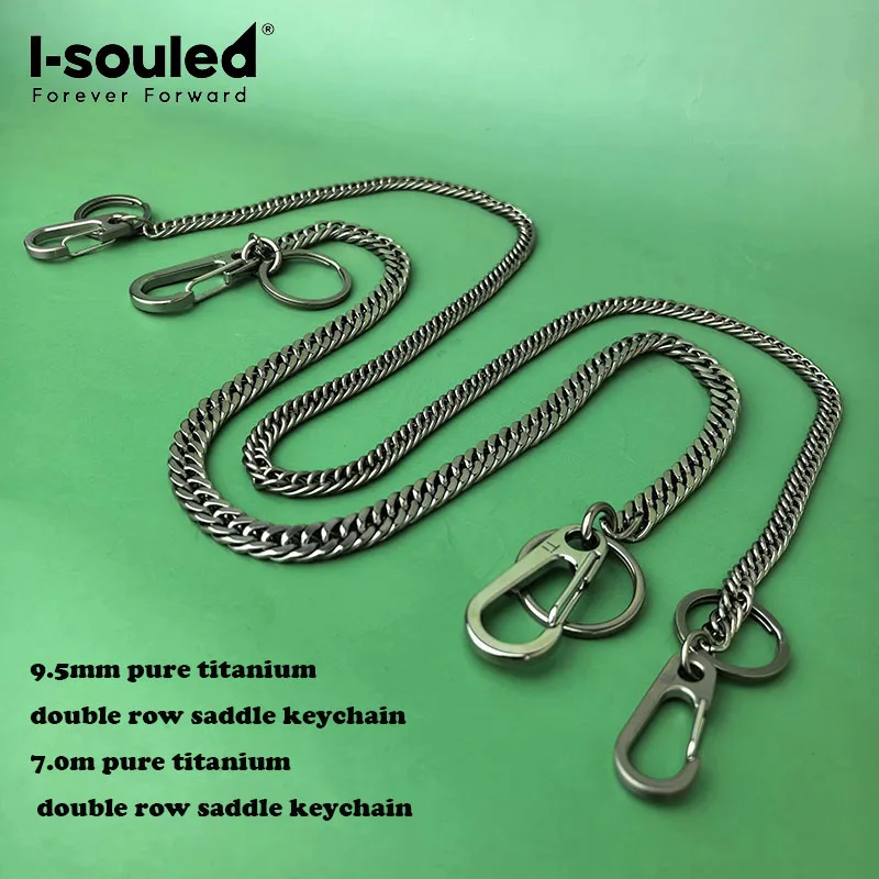 

9.5mm/7.0mm TA1 pure titanium saddle chain chain with titanium alloy mountain buckle, waterproof, non allergic,