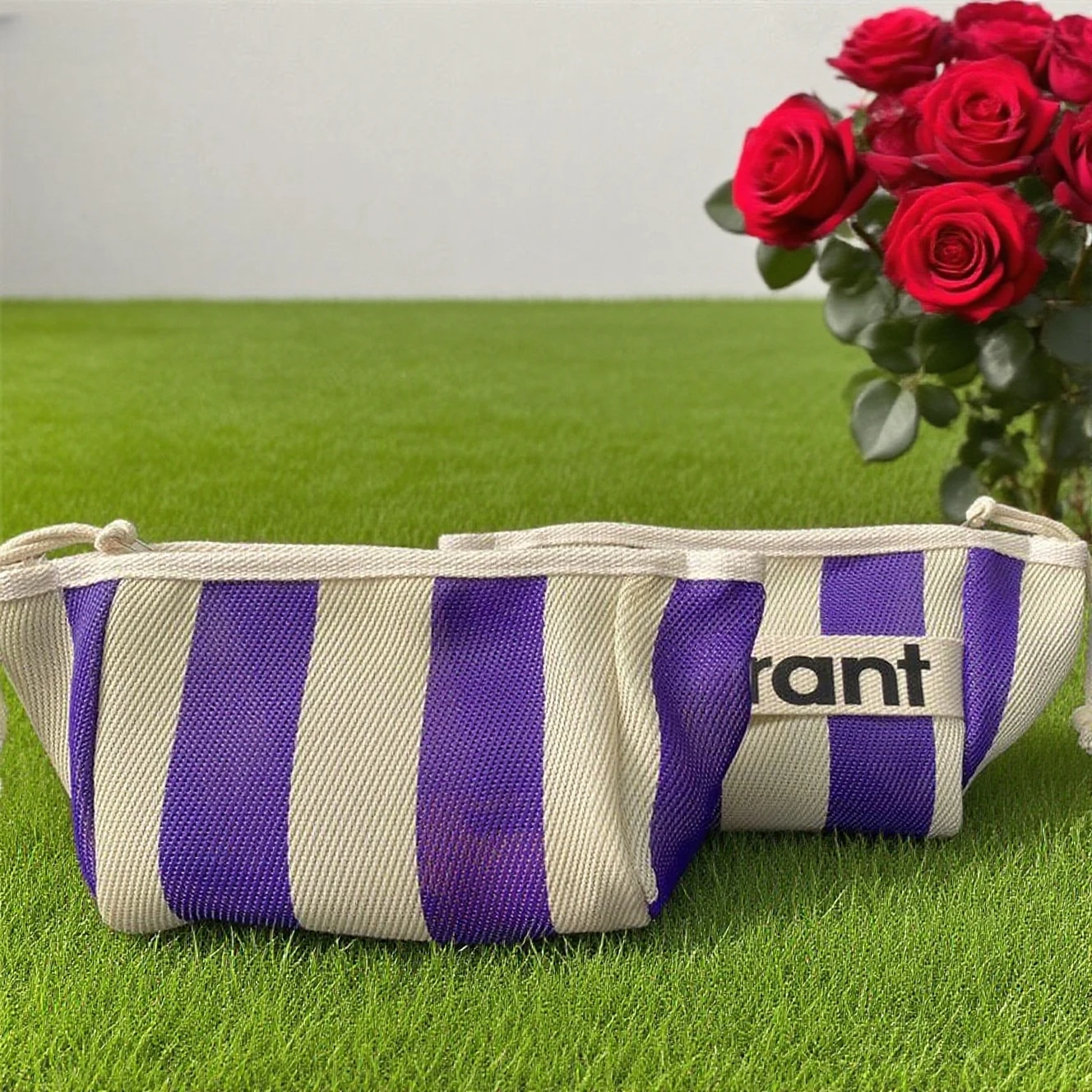 2025 جديد pochette zippée en coton 2025, hot sac à cosmétiques en toile à rayures à la mode, sac en tissu portatif