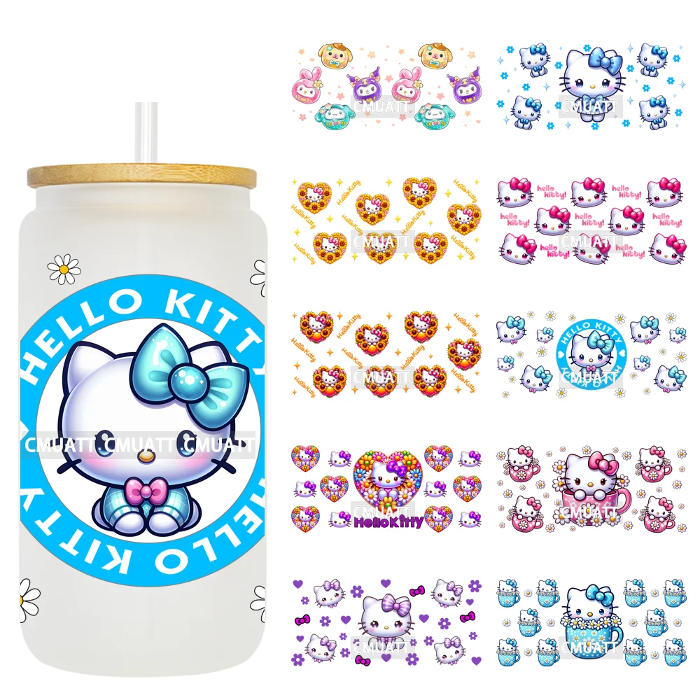 

Cute Cats UV DTF Cup Wraps Transfers 16oz Libbey Glass Water Bottle Stickers Custom DIY Craft
