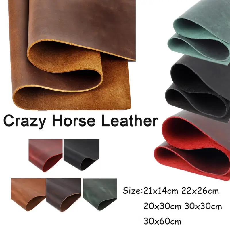

1Pcs Crazy horse leather,cowhide leather, handmade DIY, leather fabric, stiff retro color changing leathe Vintage Oil-Tanned