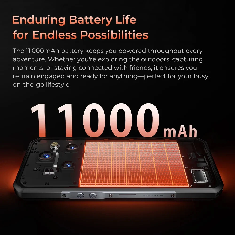 Oukitel WP55 Pro 5G Rugged Smartphone Android 15 48GB(16+32) +512GB 11000mAh Battery 33W 108MP 6.6 Inch FHD+ Cell Phone