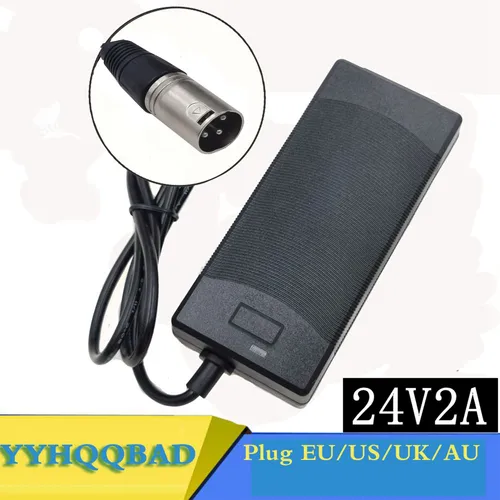 Cargador de batería de plomo-ácido de 24V y 2A, cargador para silla de ruedas, carrito de golf, scooter Eléctrico, cargador para bicicleta eléctrica, conector de metal XLR