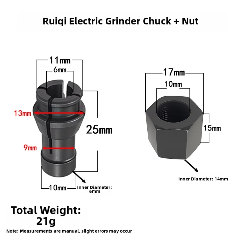 

1PCS Electric Grinding Chuck Nut Carbon Steel Chuck Nut For Ruiqi Electric Grinding Machines Hardware Accessories