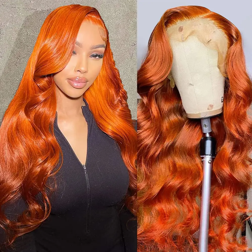 

13x6 HD Lace Front Orange Ginger Curly Wigs Human Hair Body Wave 13x4 hd Lace Frontal Wig Colored Glueless Wigs for Women Choice