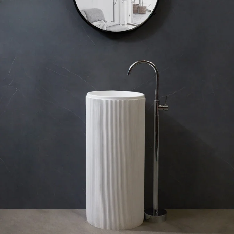 Rock white column basin floor-to-ceiling integrated washbasin wash basin simple artificial stone