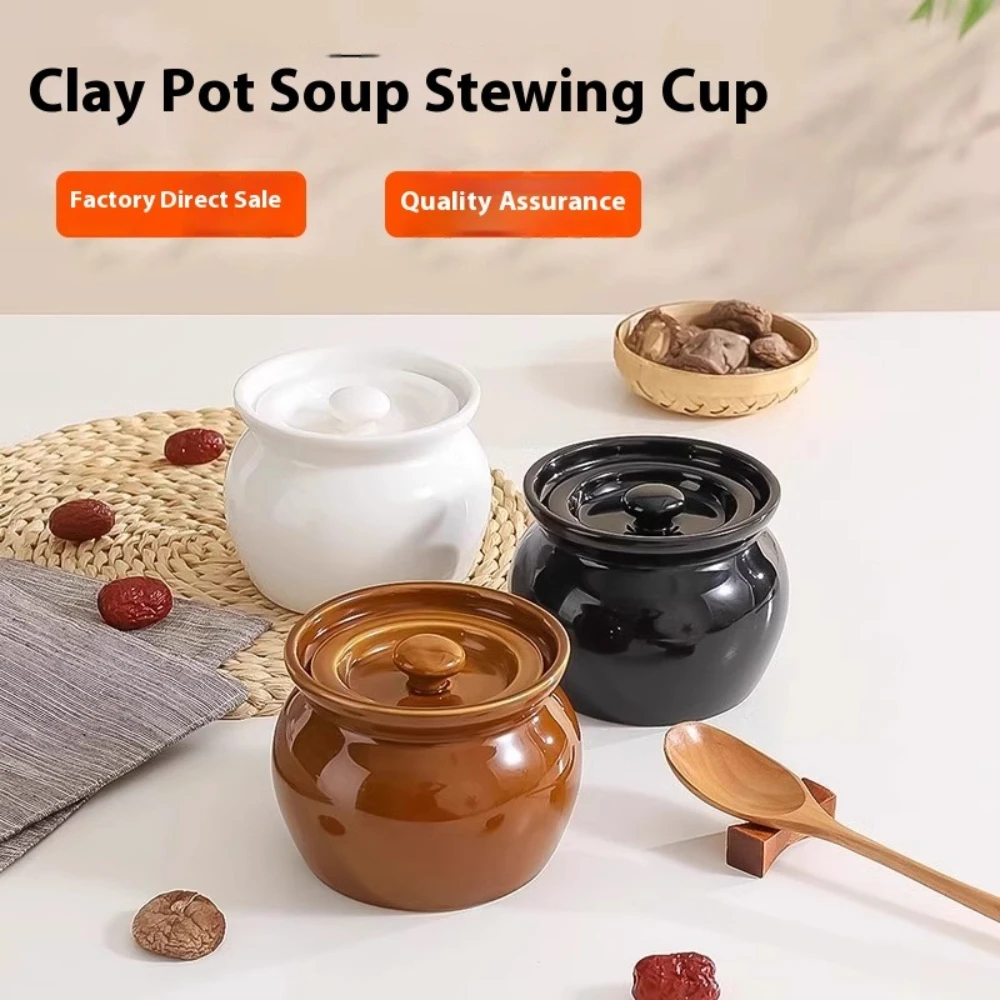 

Лидер продаж, 400 мл, керамический горшок для тушения, антипригарная банка для хранения продуктов с крышкой, утолщенная мини-бытовая кулинария, суп на пару