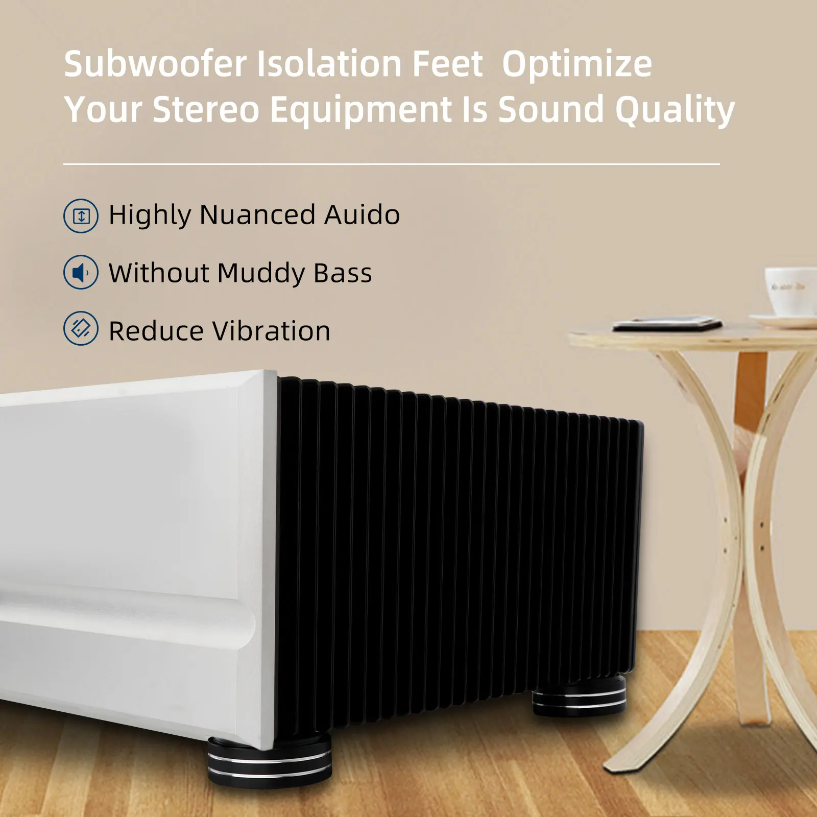 4 Stück 58x22mm Lautsprecherständer Aluminium AMP Isolationsfüße Spike Bodenbasis Audio Radio DAC Computer Chassis Ständer – Detail 5