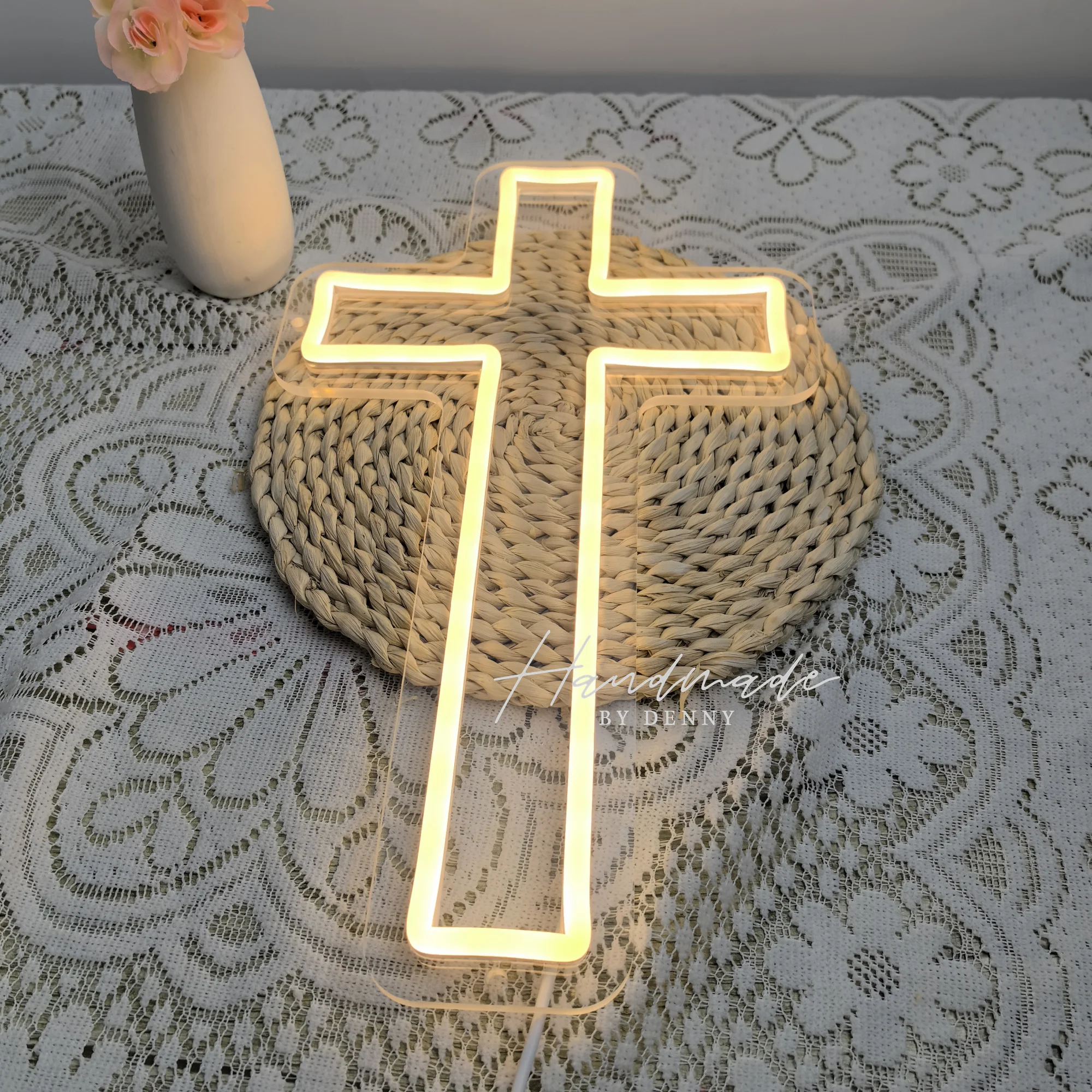 Jesus Cross Neon Signs,Cross Neon Sign Wall Lights Art Lamp Hanging for Home Room Bedroom Christian Wedding Party Wall Decor view 5