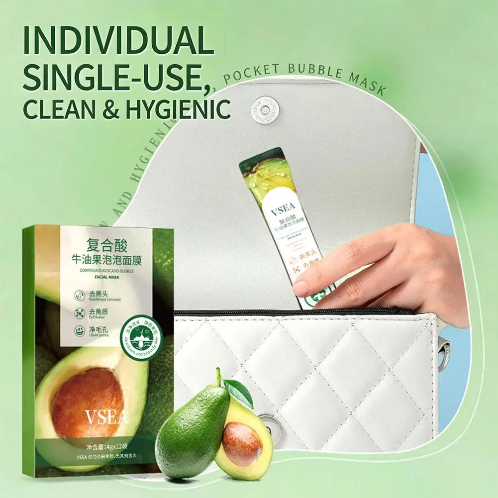 Compound avocado bubble facial mask for deep cleaning and acne removing facial mask for moisturizing and applying facial mask