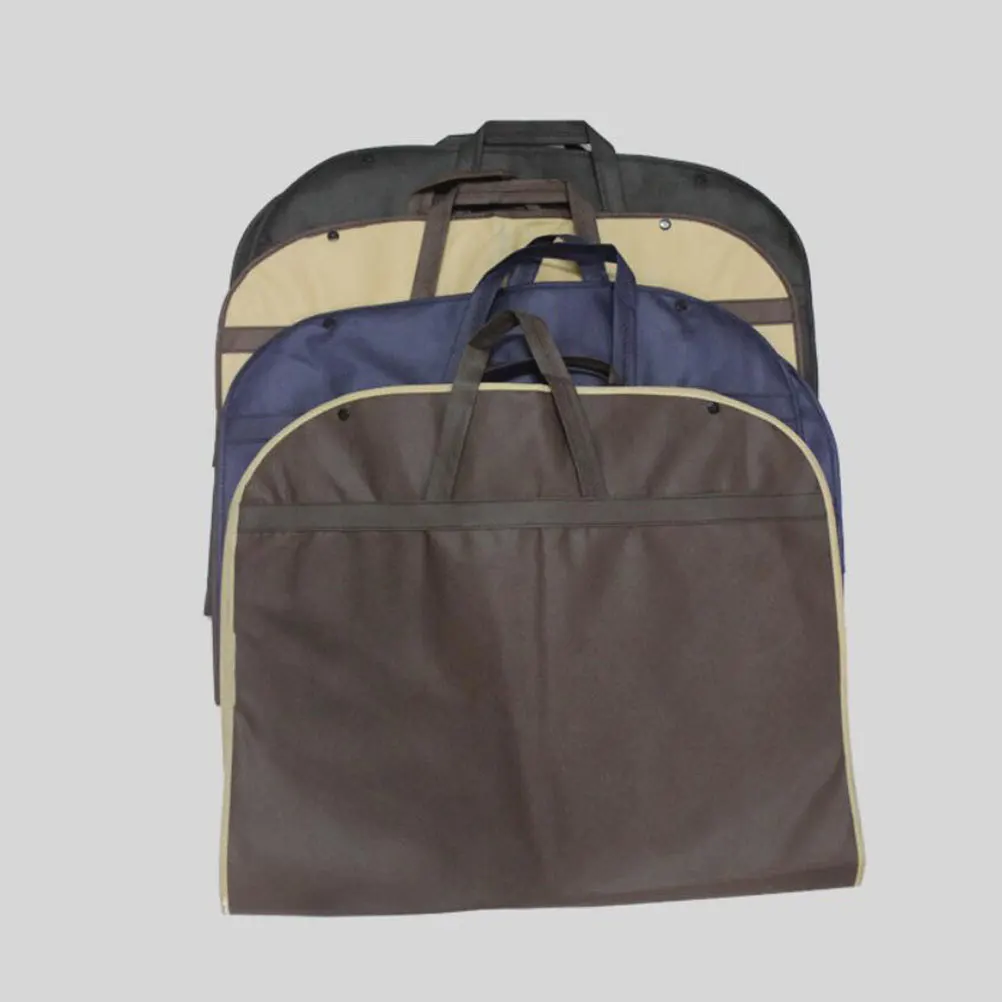 

2Pcs Non-Woven Suit Cover Formal Dress Storage Bag Zipper Design Dust-Proof Portable Foldable Travel Pouch Coffee
