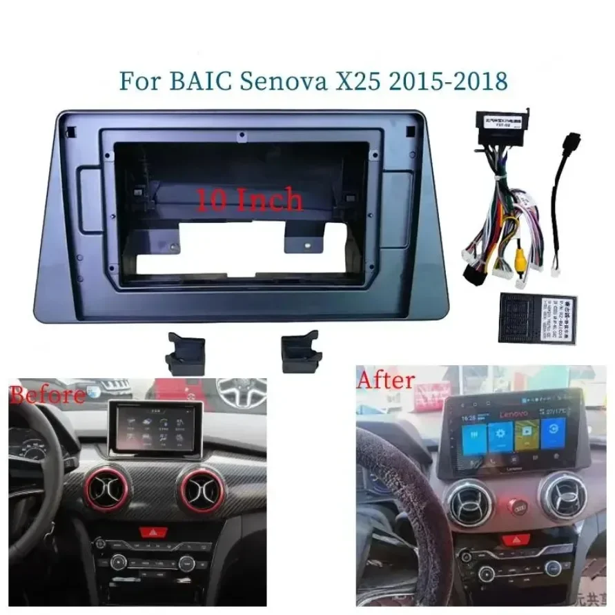 10 Inch Car AUdio Frame Fascia Adapter Canbus Box Decoder Android Radio Dash Fitting Panel Kit For BAIC Senova X25 2015-2017