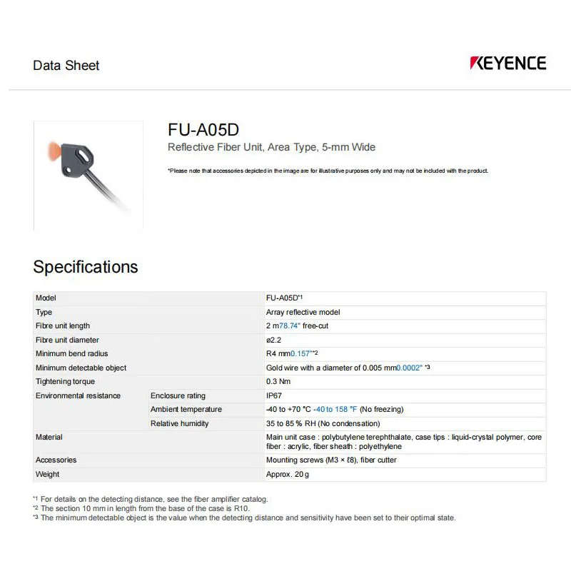 FU-A05D KEYENCE High-precision wide-area reflectance matrix fiber sensor,welcome to consult