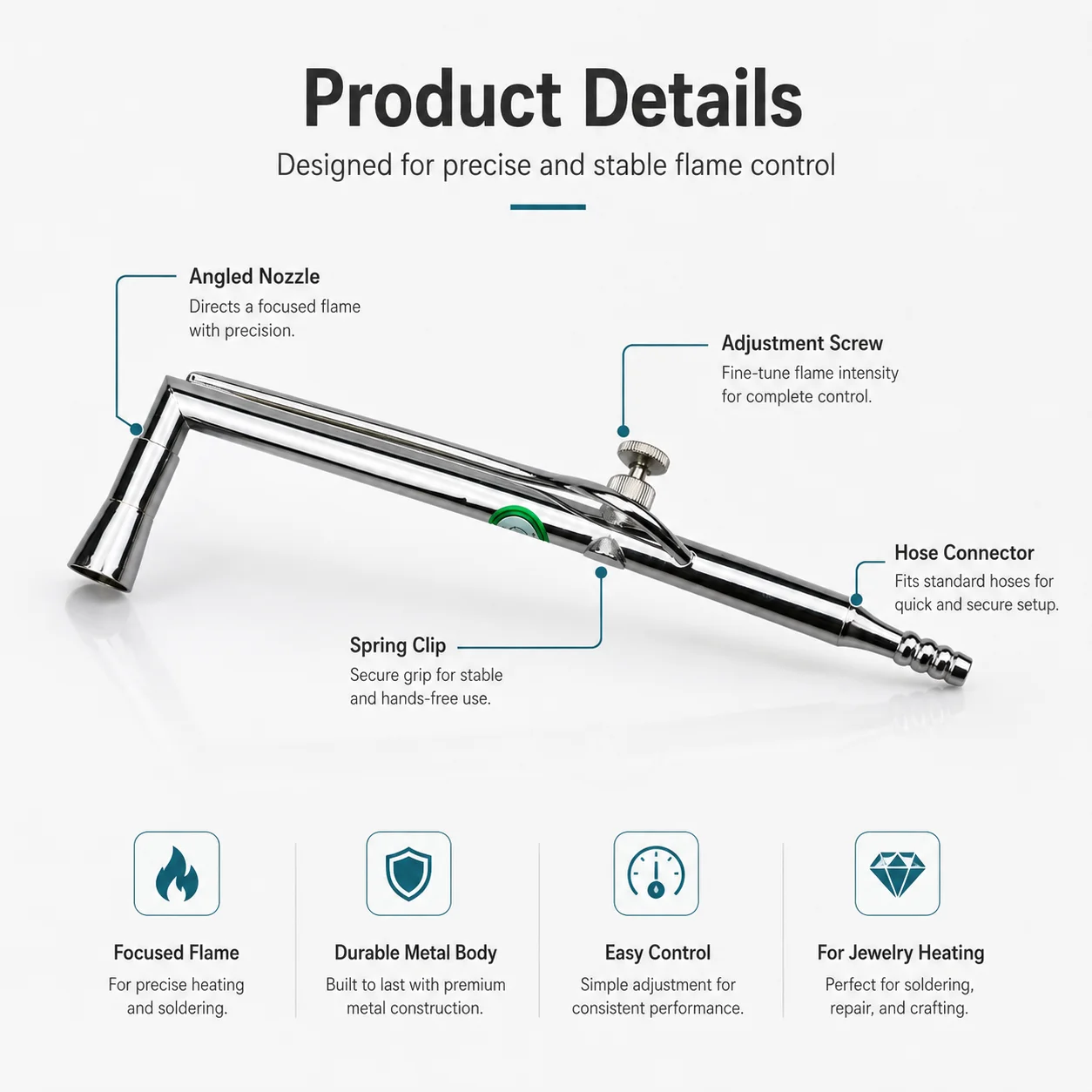

TOKTOS Jewelry Soldering Torch Tip Welding Nozzle for Gold Silver Platinum Jewelry Repair