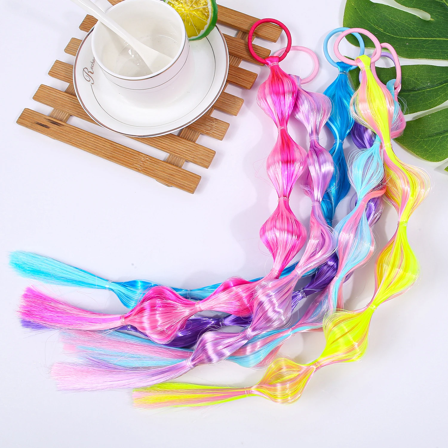 3/6 Buah Ikat Rambut Manis Kepang Mode Ikat Kepala Anak Perempuan Ikat Rambut Wig Kepang Panjang Putar Ikat Rambut Ekor Kuda Aksesori Rambut Pesta