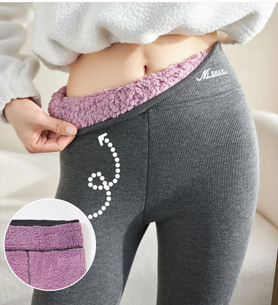 Mit Fleece gefütterte Themal-Leggings, Thermohose, warme, dicke Strumpfhose, Fleece-Strumpfhose, Beinwärmer, Kältebeständigkeit, gehen im Freien für den Winter – Detail 3