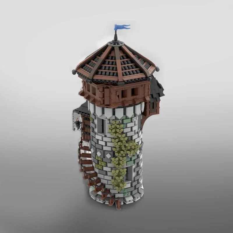 mittelalterliche Uhr Turm Ziegel mittelalterliche Lookout Turm Blöcke Burg Festung Glocke Street View Ziegel modulare Schloss Blöcke Geschenk Moc