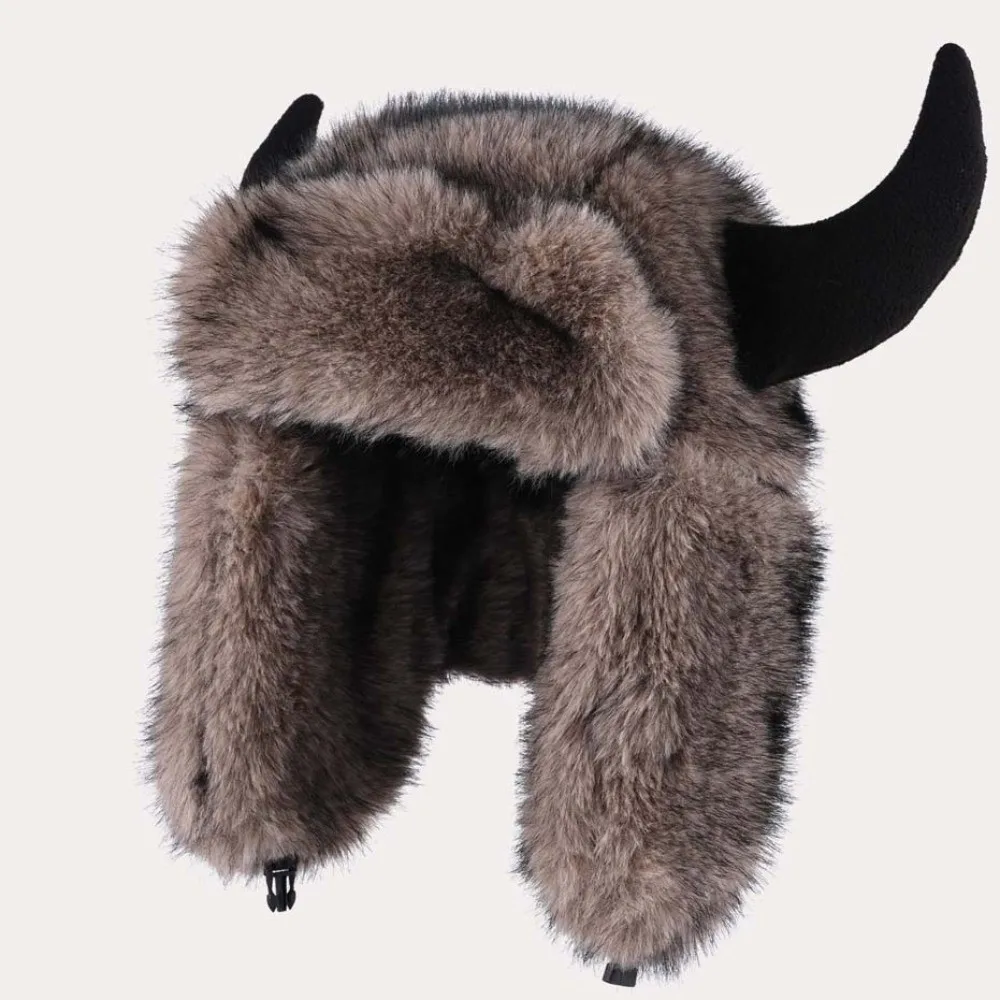 Mink Texture Faux Fur Hat Windproof Fabric Adjustable Strap Winter Trapper Caps Soft Touch Thickened Lining Ear Flap Headwear