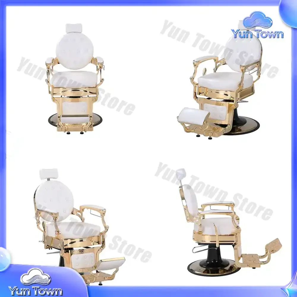 New Popular Vintage White Gold Luxury Beauty Hair Salon Barber Hydraulic Chair Furniture Styling
